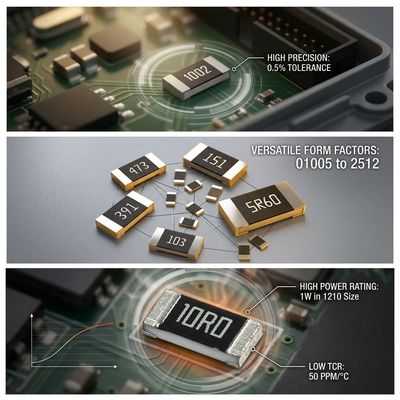 Application reference showing 1206 1W 1 Ohm Metal Film Chip Resistor ±1% Tolerance in circuit board implementation