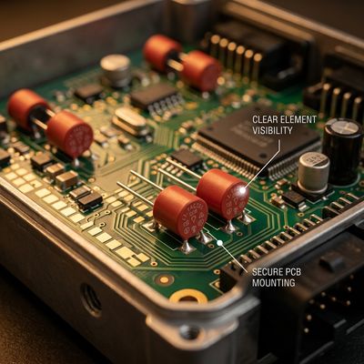 Application reference showing 8.5×8mm Round Type Fuse 6.3A Circuit Protection Fuses in electronic assembly