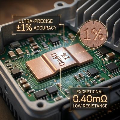 Application reference showing 5930 0.002Ω (2m Ohm) 9W Karma Alloy Metal Shunt Resistor in high-precision current sensing circuit