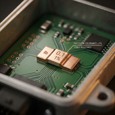 Application reference showing Precision 0.002Ω (2m Ohm) 7W 1% Metal Shunt Resistor in current sensing circuit