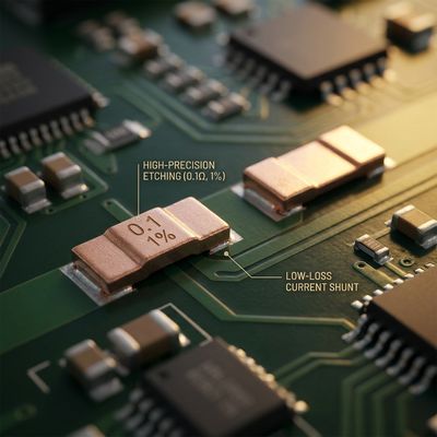 Application reference for 2512 0.0007R (0.7m Ohm) 6W High Power ±1% High Precision Metal Shunt Chip Resistor showing current sensing implementation